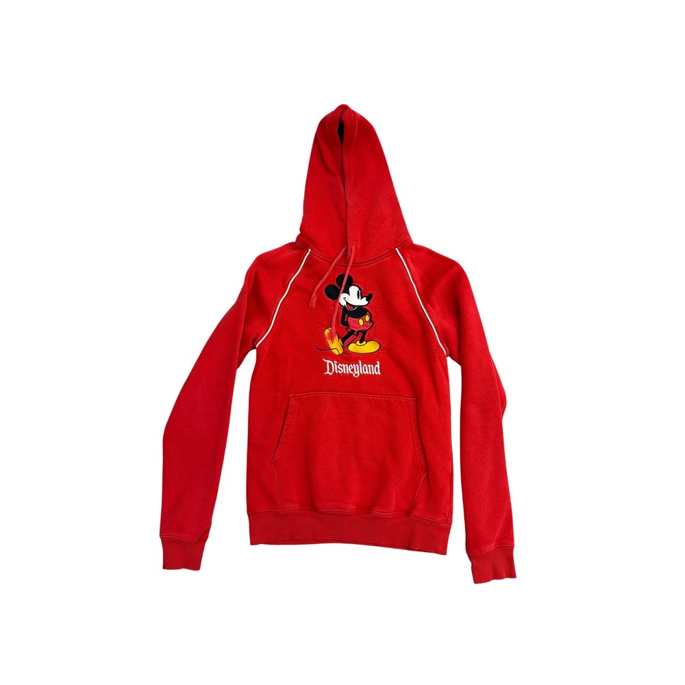 Disneyland Mickey Mouse Red Raglan Pullover Hoodie Sweatshirt Womens Small